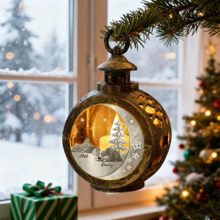 Custom 2 Pets Photo into Cartoon Style Ornament – Personalized Pet Name Christmas Gift for Pet Lovers