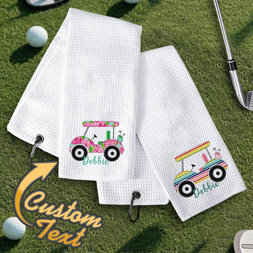 Personalized Golf Towel with Name Hanging Clip Golf Cart Towel Gift for Golf Lovers