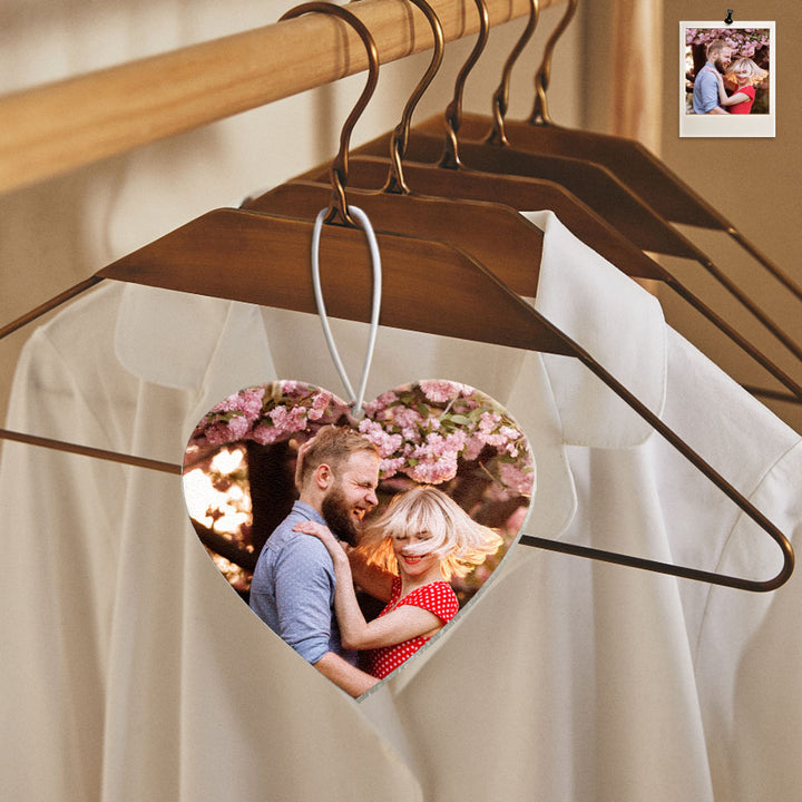 Custom Photo Heart Shaped Air Freshener Car Hanging Rearview Mirror Pendant for Auto Interior Decoration
