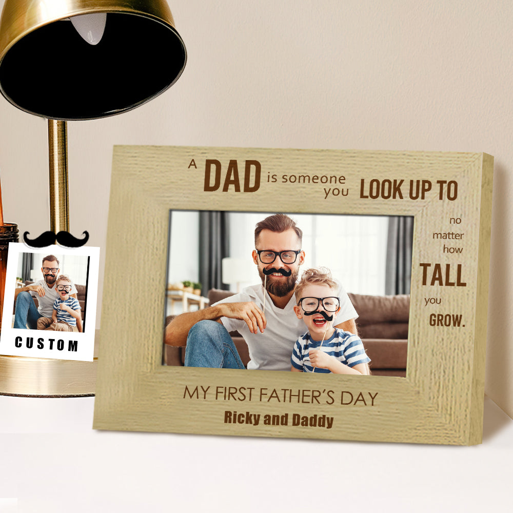 Customized Name Picture Frames Father's Day Wood Photo Frames Gift For Dad