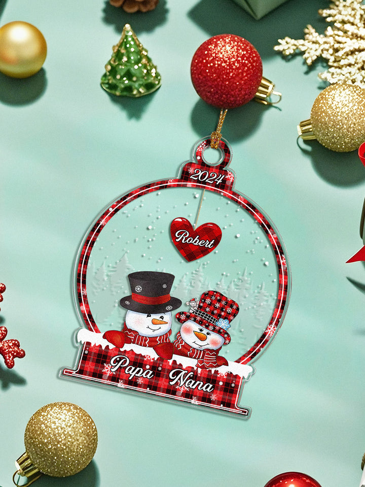 Personalized Snowman Christmas Ornament with Family Name Snowball Ornament Gift for Family