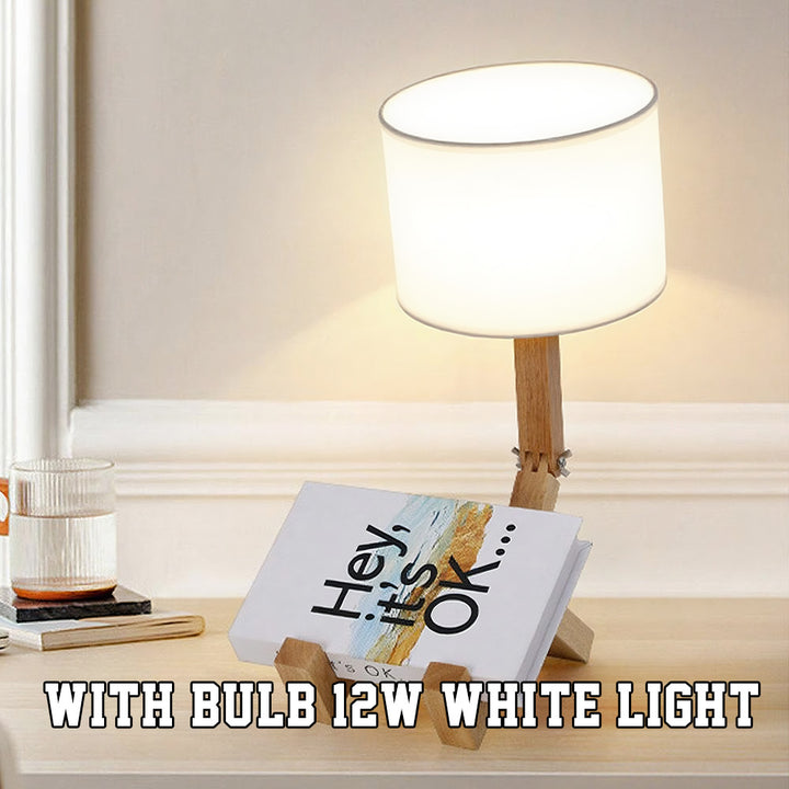 Wooden Robot Table Lamp – Creative Bedside Lamp for Bedroom Artistic Decor Light for Living Room Birthday & Christmas Gift