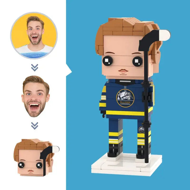 Customized Head Ice Hockey Player Brick Figures Small Particle Building Block Toys Can Be Customized As Building Block Art Gifts