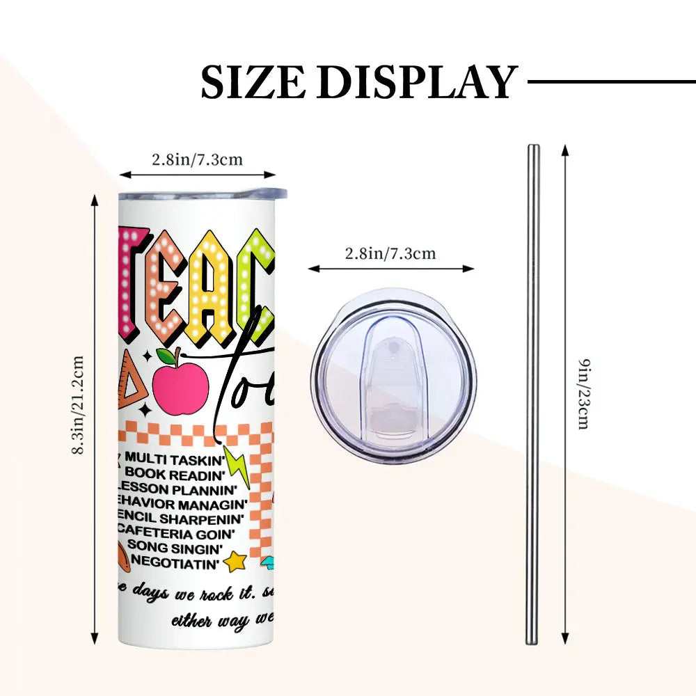 Personalized 20oz Skinny Tumbler with Straw Back to School Appreciation Gift for Teacher