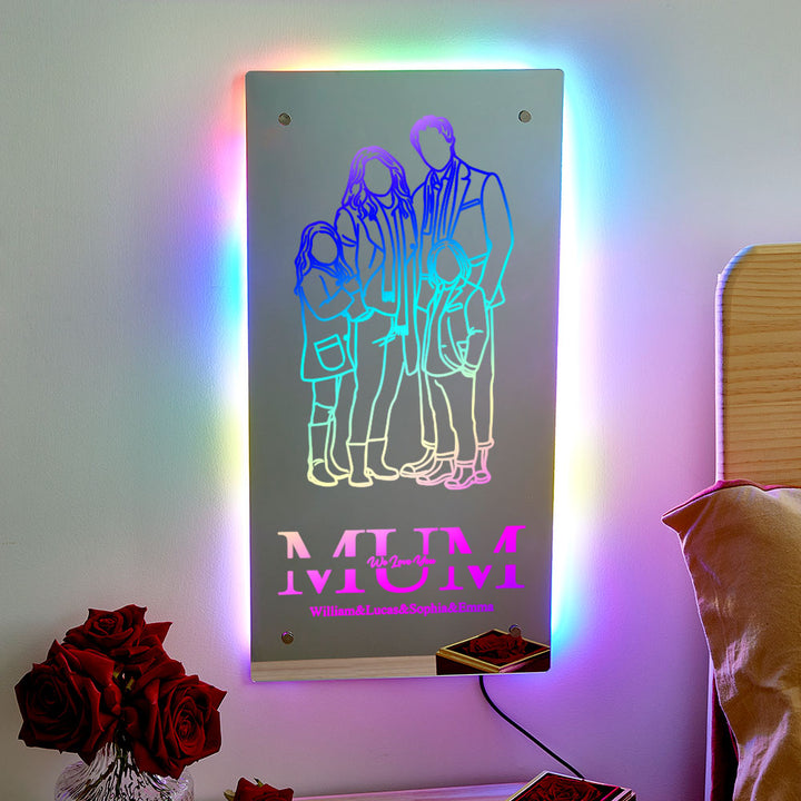 Personalized Mirror Light Silhouette Photo Mirror Light Mother's Day Gifts for Mom