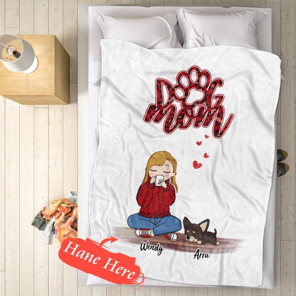 Personalized Name Dog Mom Fleece Blanket - Choose Number Of Pets