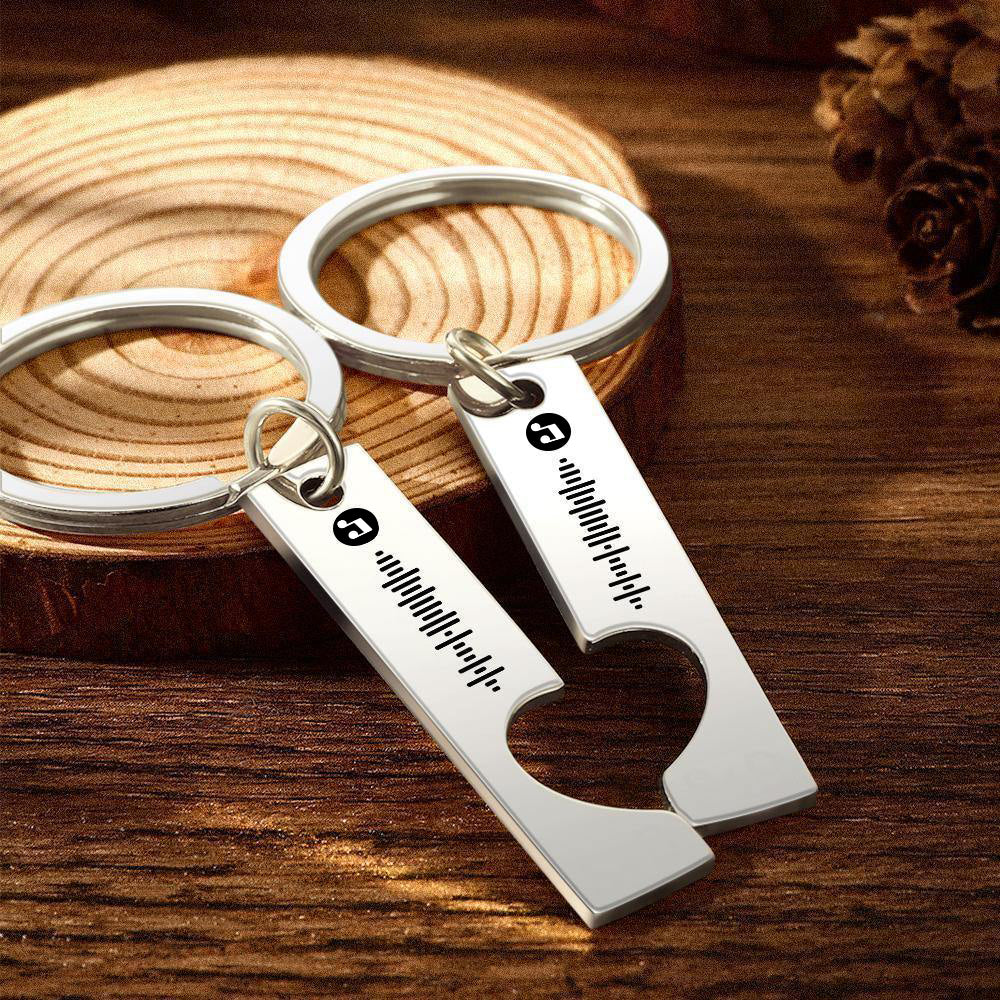 Best Gift For Friend 2 Personalized Music Code Keychain | Heart Cut Out Keychain