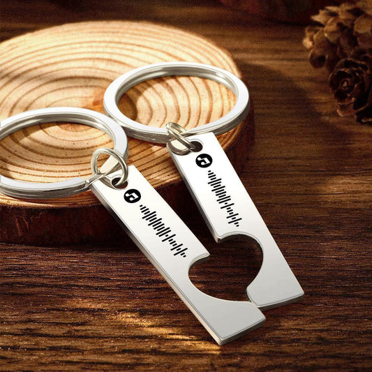 Best Gift For Friend 2 Personalized Music Code Keychain | Heart Cut Out Keychain