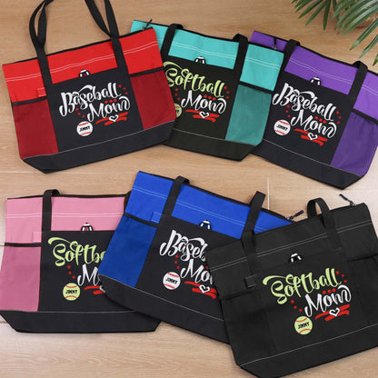 Custom Baseball Softball Mom Handbag Tote Bag Birthday Gift for Women Sport Lovers