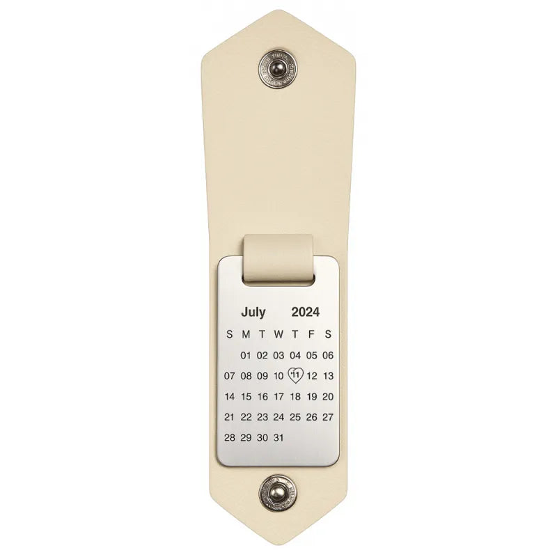 Personalized Photo and Calendar PU Leather Keychain with Custom Text Valentines Gifts for Him