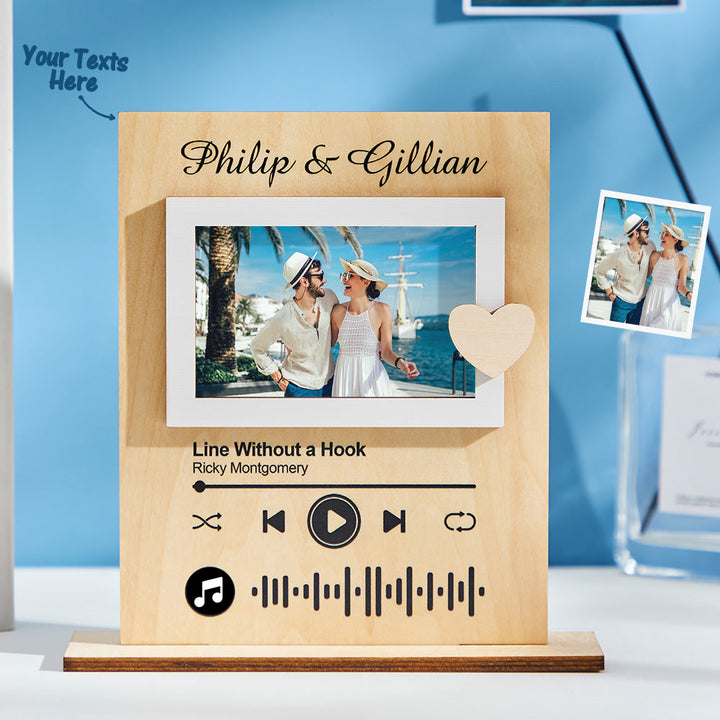 Scannable Music Code Film Picture Frame Custom Standing Photo Wood Frame Valentine's Day Gifts
