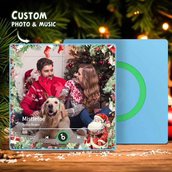 FridgeBeats Framed Custom Family Photo Music Fridge Magnet Christmas Gifts for Family Personalized Music Magnets Can Play Songs