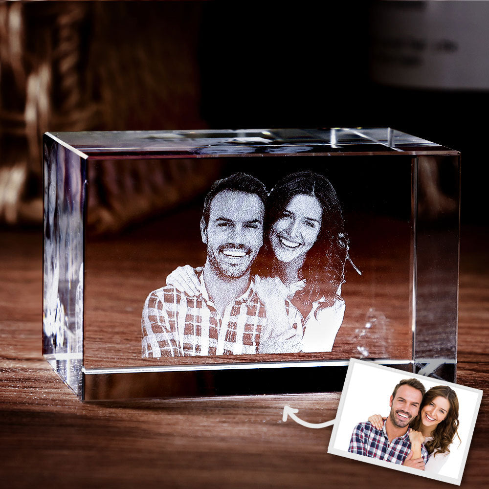 2D 3D Laser Engraved Crystal Cube Custom Photo Block