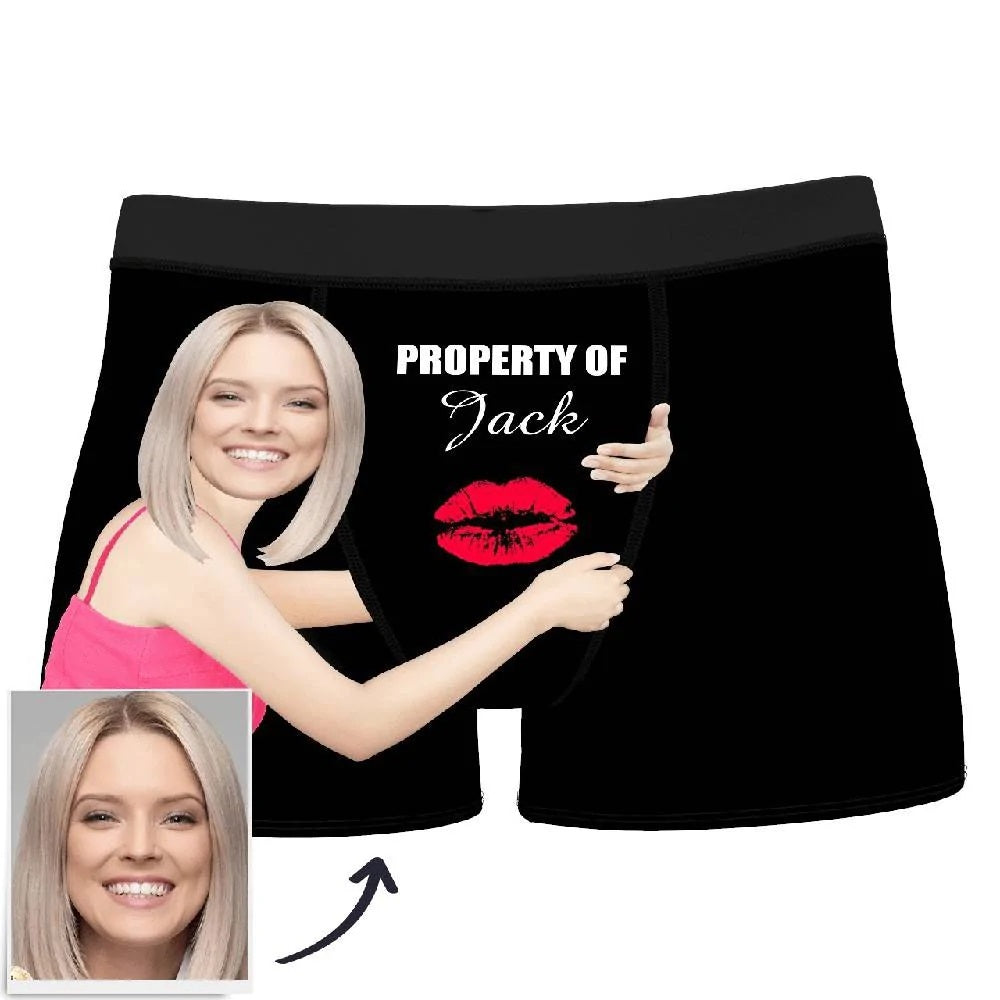 Custom Men's Boxer Property of Name Face Underwear Shorts