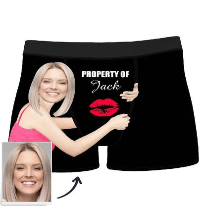 Custom Men's Boxer Property of Name Face Underwear Shorts