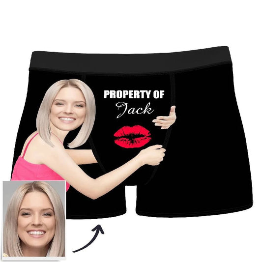 Custom Men's Boxer Property of Name Face Underwear Shorts