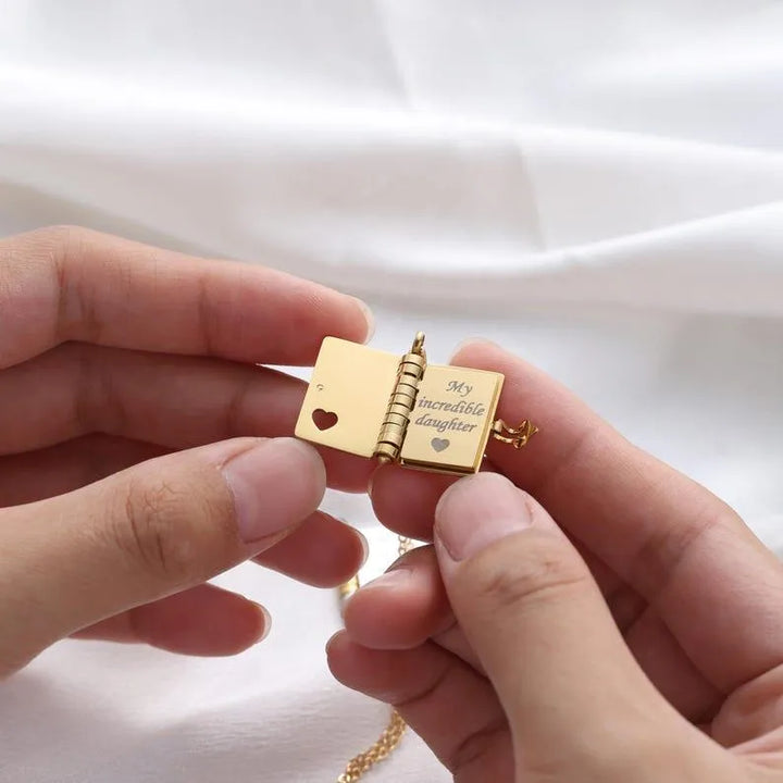 Personalized My Little Star Book Necklace – A Letter to My Daughter in a Locket, Adjustable Pendant with Message Inside, Meaningful Jewelry