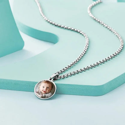 Custom Photo Engraved Necklace Pendant Picture Necklace Double Sided Wedding Gift