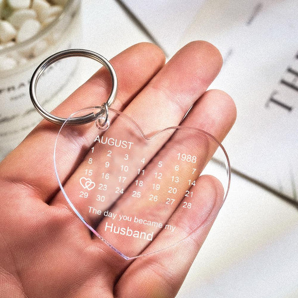 Personalized Calendar Keychain The Day You Became My Special One Keyring