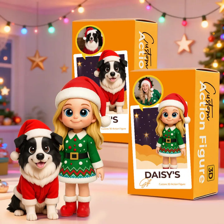 Custom Cute 3D Mini Figure Christmas Desk Figurine Based on Your Picture Cute and Professional Style Christmas Gift