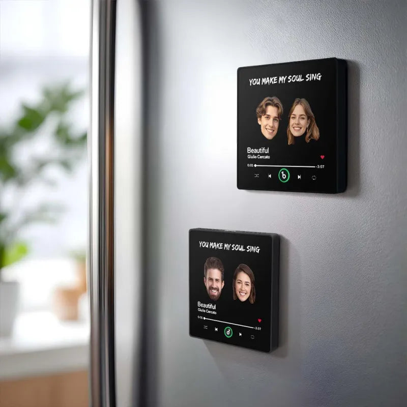 FridgeBeats Framed Custom Music Fridge Magnet Custom Face Text Fridge Magnet Album Fridge Magnet Music Wall Photo Sticker Gift for Couple