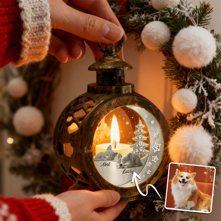 Custom 2 Pets Photo into Cartoon Style Ornament – Personalized Pet Name Christmas Gift for Pet Lovers