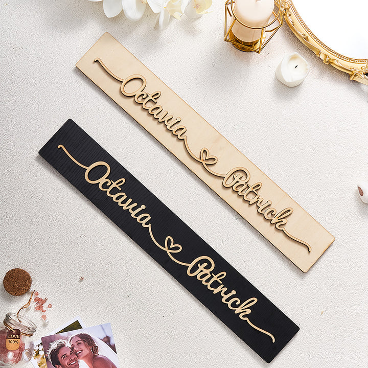 Personalized Wooden Love Sign Couple Names Plaque Rustic Home Decoration Wedding Gift for Couple
