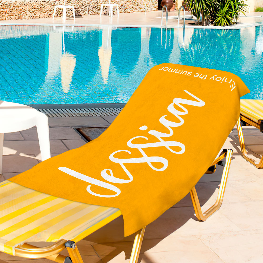 Personalized Beach Towel Custom Name Text Pool Bath Towel