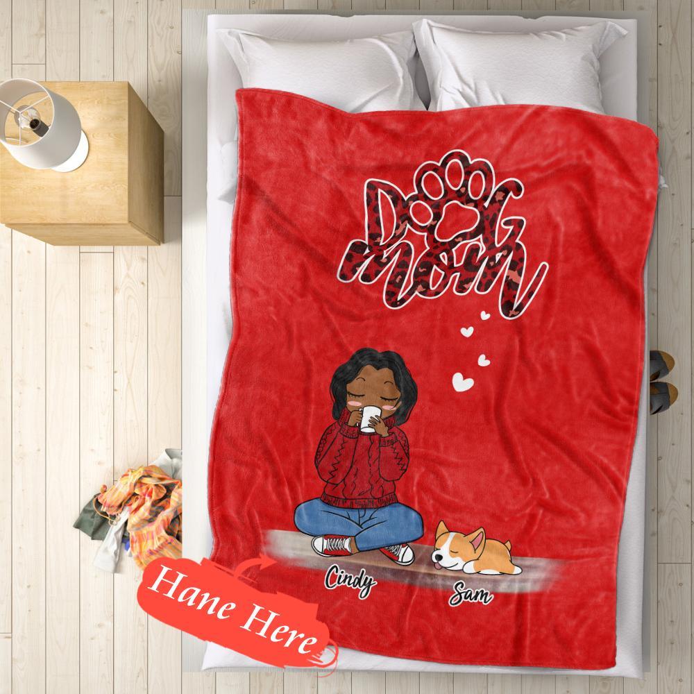 Personalized Name Dog Mom Fleece Blanket - Choose Number Of Pets