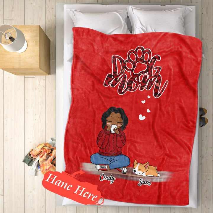 Personalized Name Dog Mom Fleece Blanket - Choose Number Of Pets