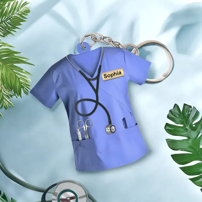 Custom Nurse Uniform Keychain Acrylic Keychain With Text Unique Gift For Nurse