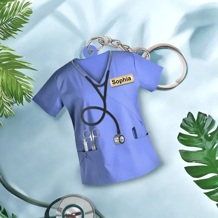 Custom Nurse Uniform Keychain Acrylic Keychain With Text Unique Gift For Nurse