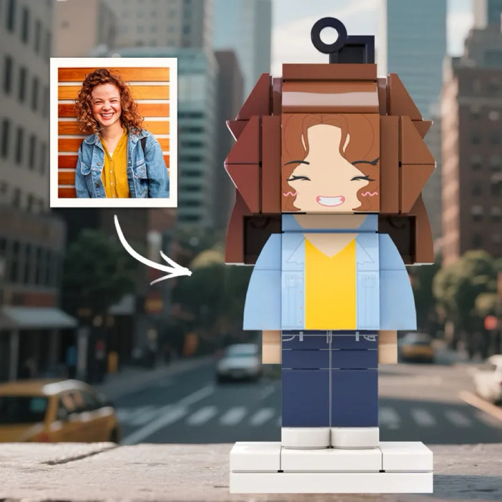 Custom 1 People Mini Brick Figure with Engrave Text Keychain and Bag Charm Gift for Girlfriend