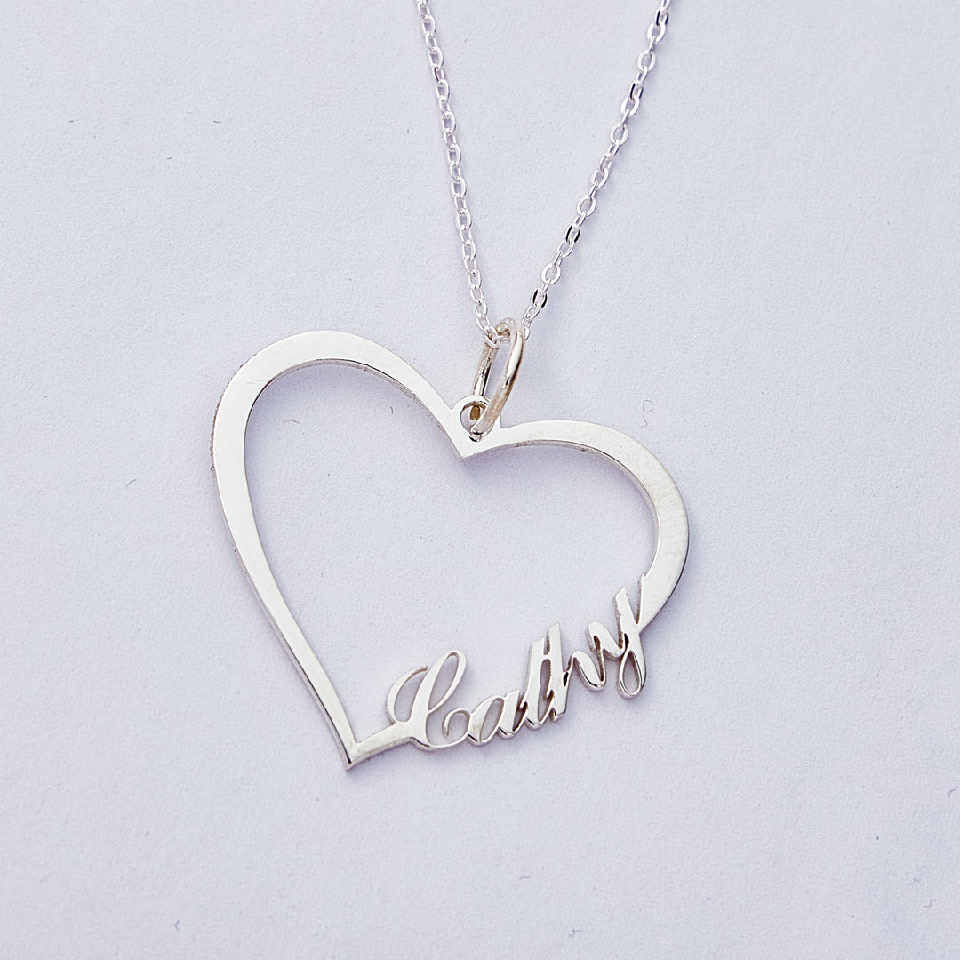 Personalized Heart Name Necklace | 925 Sterling Silver Custom Jewelry