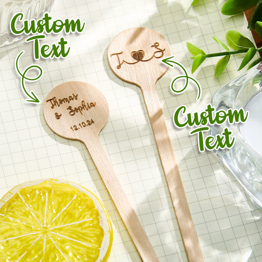 Personalized Engraved Wood Cocktail Stirrers Wedding Drink Sticks