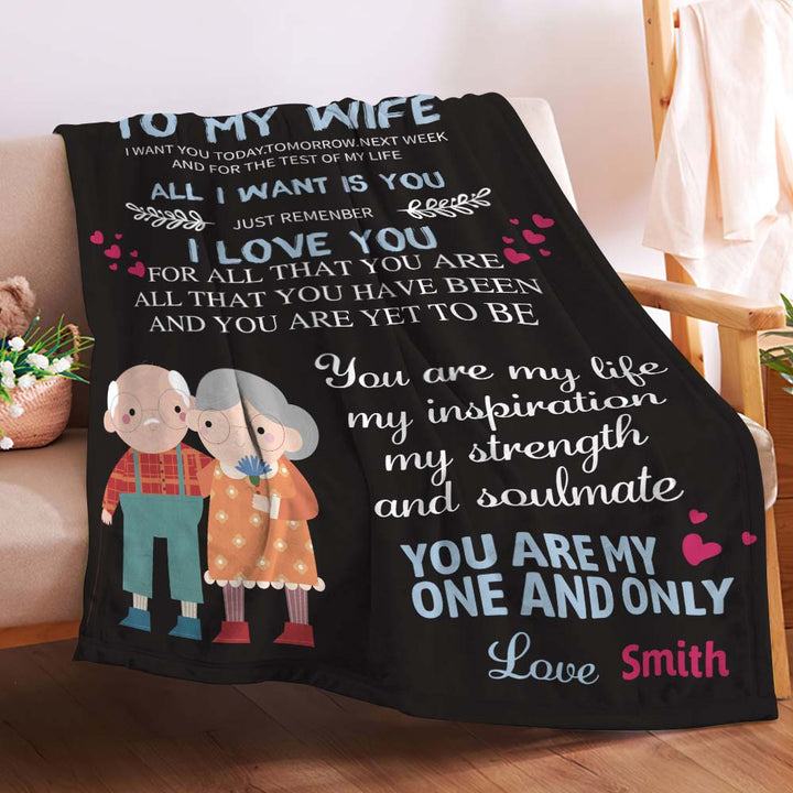 Custom Name Blanket TO MY WIFE Personalized Letter Blanket Best Valentine's Day Gifts for Her