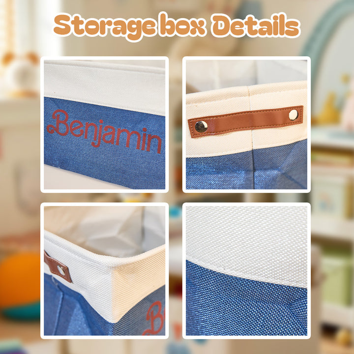 Personalized Storage Basket with Name Toy Bin Linen Organizer Gifts for Children