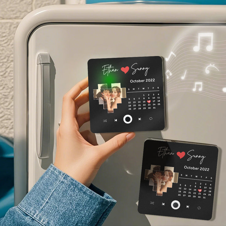 Custom Engraving Text Music Fridge Magnet Personalized Photo Fridge Magnet Can Play Songs Gift for Her