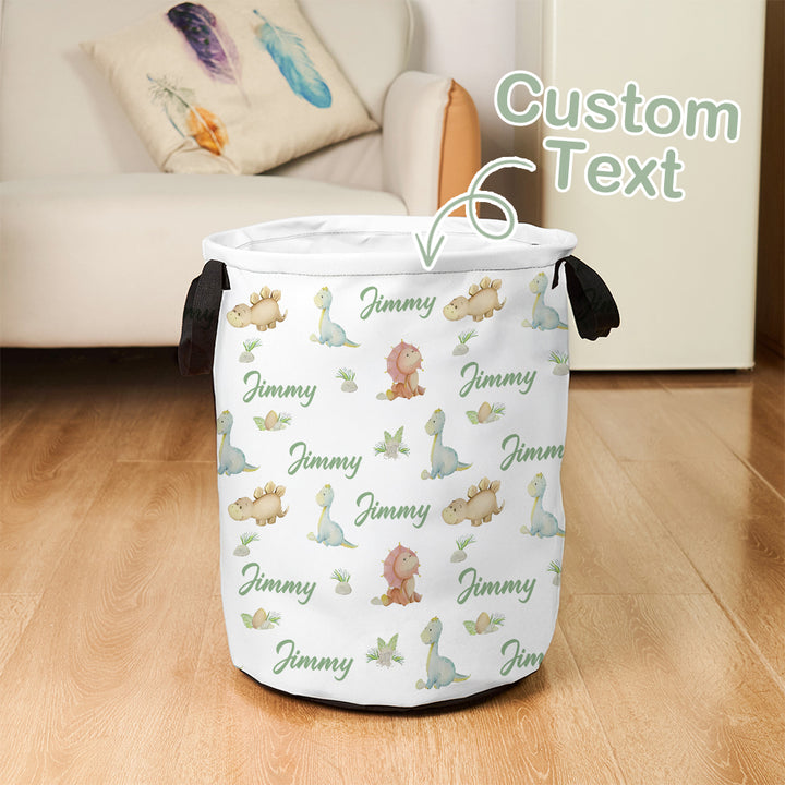 Personalized Storage Basket with Name Cute Dinosaurs Toy Laundry Basket Gift for Family Kids