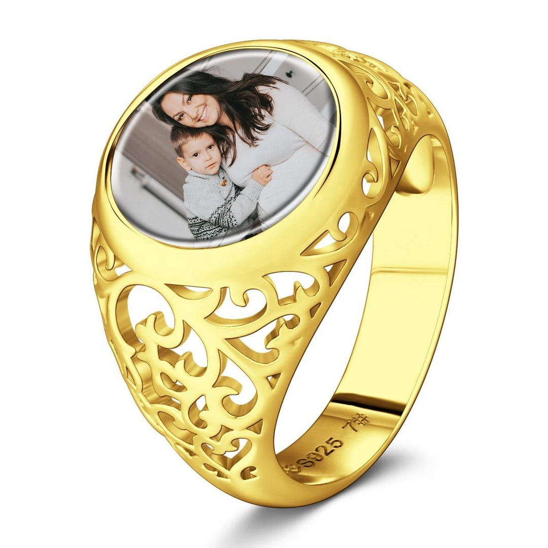 Round Women Rings Custom Photo Ring Mother's Day Gifts