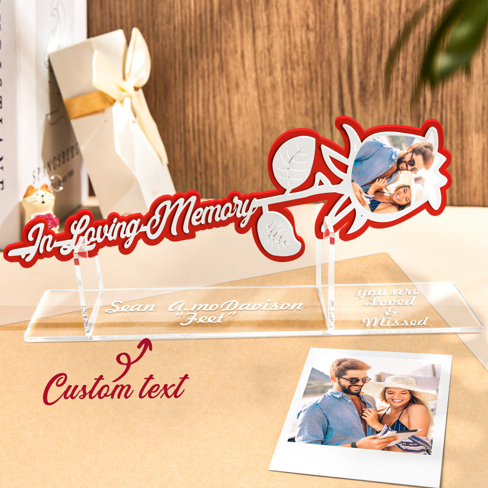Personalized Rose Acrylic Ornament Custom Photo In Loving Memory Rose Sign