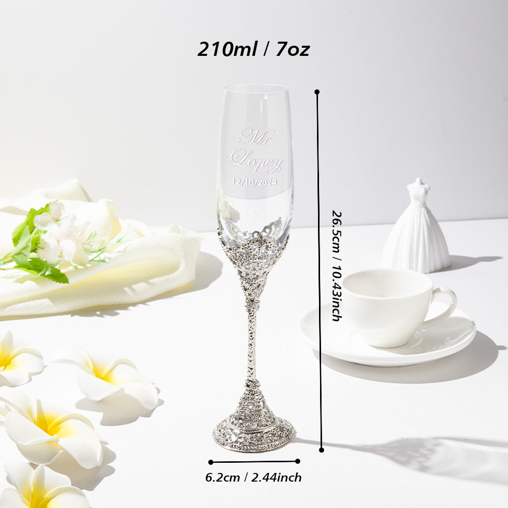 Personalized Champagne Flutes Toasting Glasses Wedding Gift for Bride and Groom