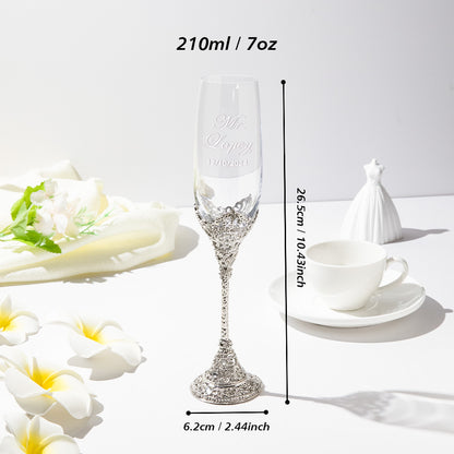 Personalized Champagne Flutes Toasting Glasses Wedding Gift for Bride and Groom