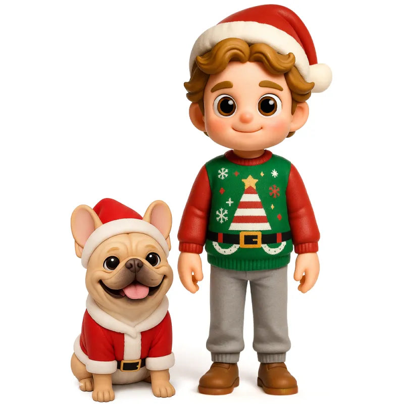 Custom Cute 3D Mini Figure Christmas Desk Figurine Based on Your Picture Cute and Professional Style Christmas Gift