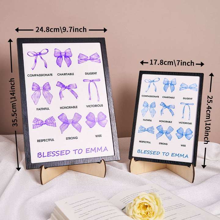 Personalized Bow Wooden Plaque with Biblical Text Birthday Gift for Her