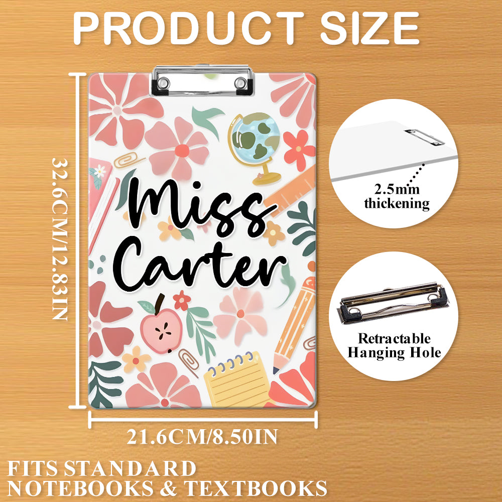 Custom Text Name Folder with Floral Stationery Design – Teacher's Day & Back to School Gift