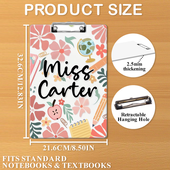 Custom Text Name Folder with Floral Stationery Design – Teacher's Day & Back to School Gift