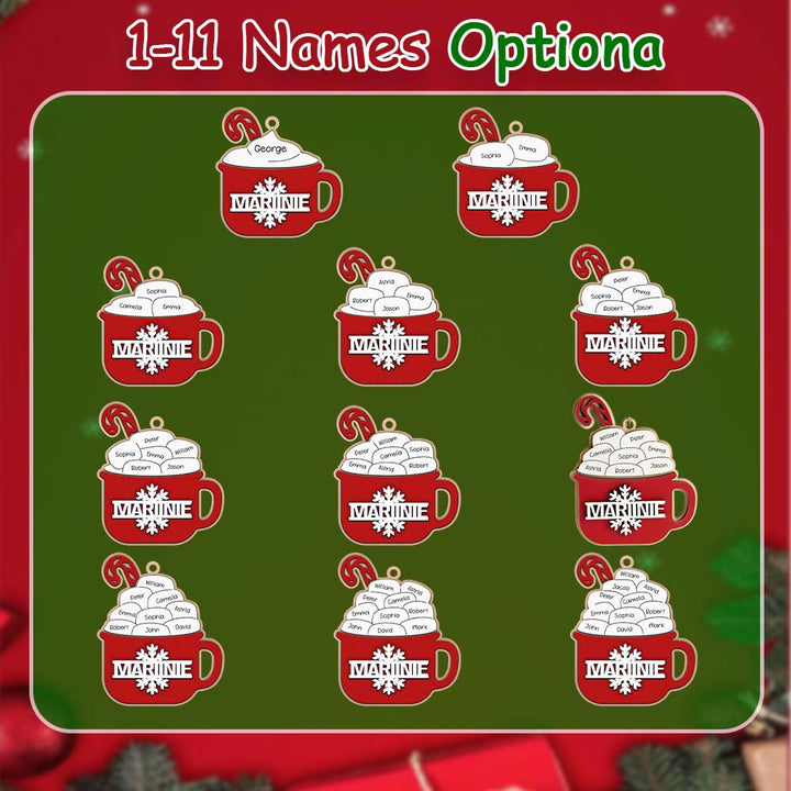 Personalized Family Hot Cocoa Ornament with Name Christmas Ornament for Family Gift