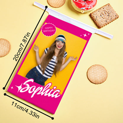 Personalized Treat Bag with Photo Name Snack Bag Birthday Party Favor Gift for Girl
