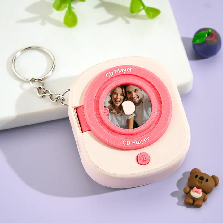 Custom Music CD Record Player Keychain Photo Keychain with Removable Disc